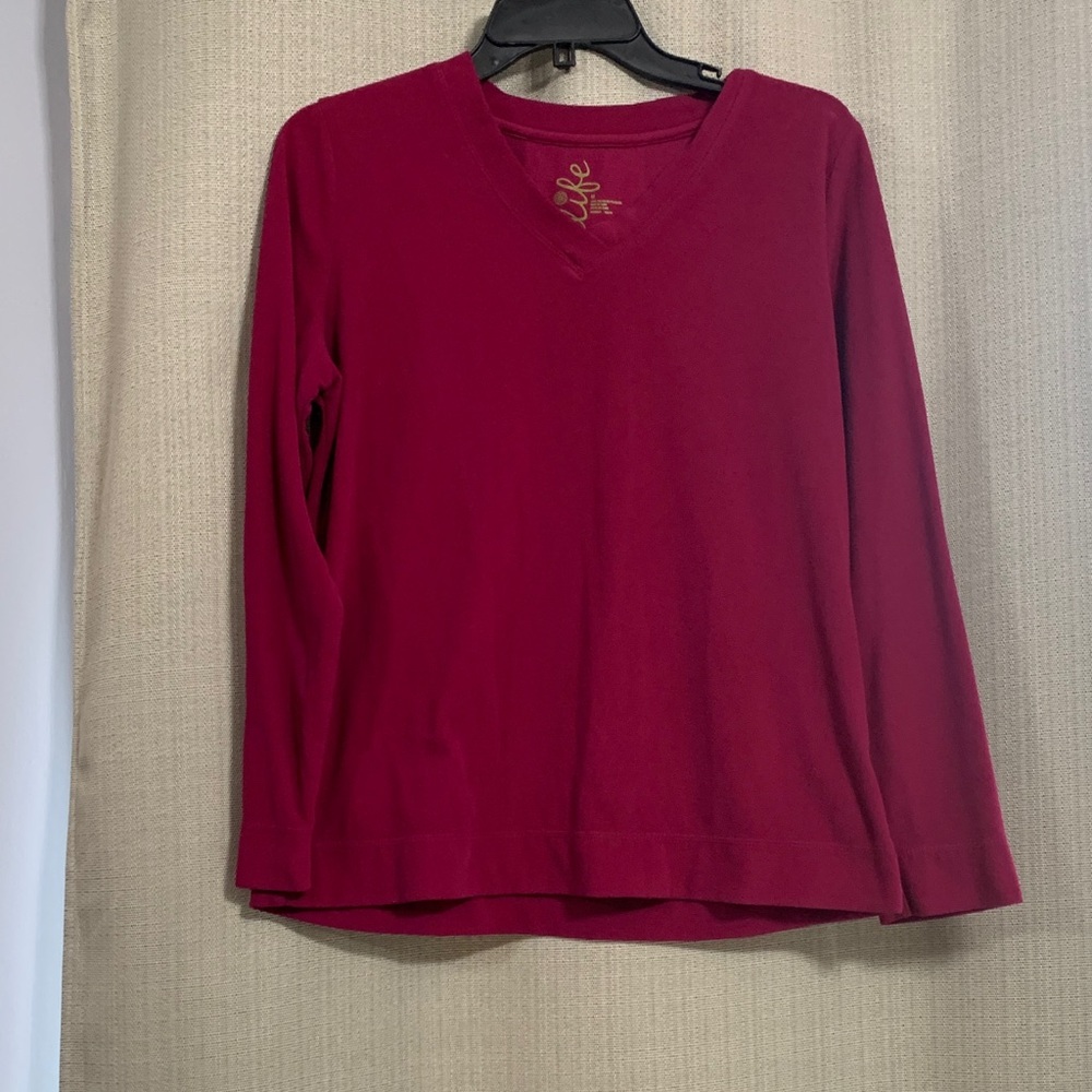 Made for Life Deep Red Long Sleeve V-Neck Top